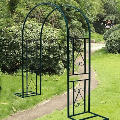 Metalen Tuinboog - Rozenboog Klimplanten - Tuin Decoratie - Roestvrij Stevig Metaal - 180 x 230 x 40 cm - Zwart