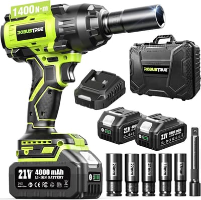 Accu Slagschroevendraaier - Draadloze Klusmachine - Vastzittende Moeren - 1400 Nm Kracht - 2x 4000 mAh