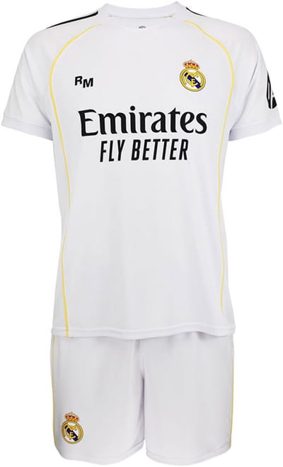 Real Madrid Voetbaltenue Thuis Eigen Naam - 2025-2026 - Voetbal Tenue Kinderen - Shirt en Broekje - Jongens en Meisjes -- Maat 128