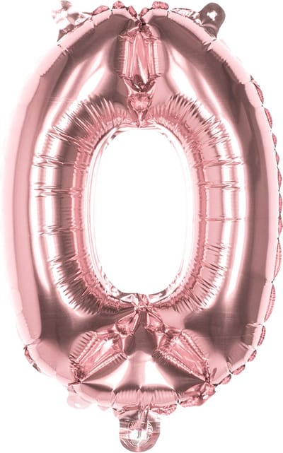 Boland - Folieballon '0' roségoud (36 cm) 0 - Rose Goud - Cijfer ballon