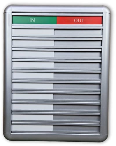 CombiCraft aluminium aanwezigheidsbord IN/OUT - 10 personen