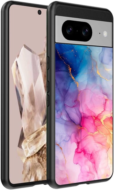 Geschikt voor Google Pixel 8 Pro Telefoonhoesje met marmeropdruk - TPU backcover case marble design - Regenboog - Smartphonica geschikt voor Google Pixel 8 Pro