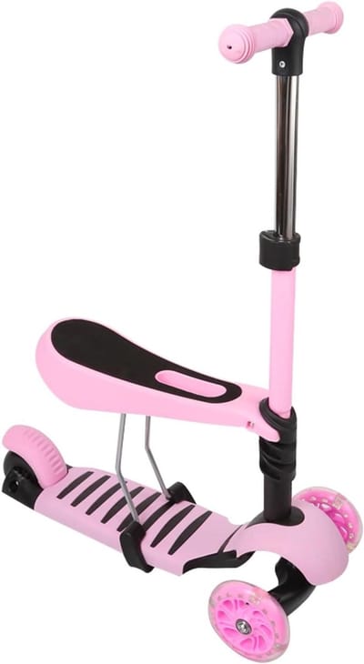 Kinderscooter 3-in-1 - Loopfiets driewieler - Buiten spelen - LED lichtgevende wielen - 18 maanden tot 8 jaar - Roze