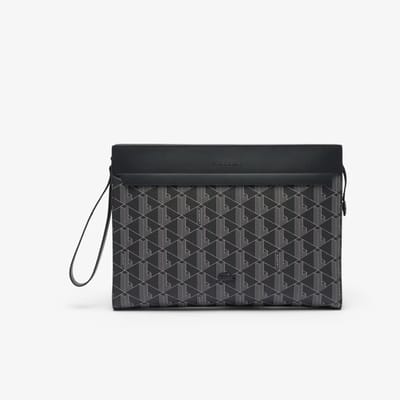 LACOSTE laptop hoes met laptopvak The Blend Computer Pouch Monogram Noir Gris zwart