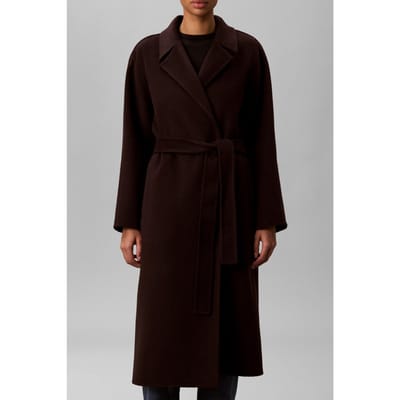 Calvin Klein Classic Double-face Wool Wrap Coat Dark Brown Taglia: XS | Cappotti monopetto Outlet | Donna | Marrone