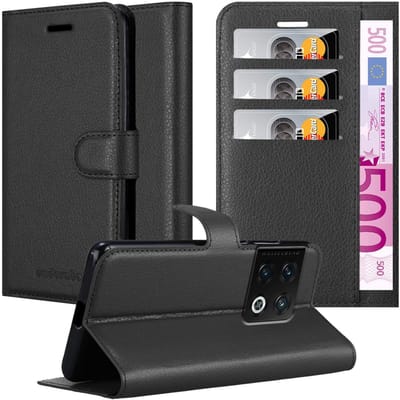 Cadorabo Hoesje geschikt voor OnePlus 10 PRO 5G in PHANTOM ZWART - Beschermhoes met magnetische sluiting, standfunctie en kaartvakje Book Case Cover Etui