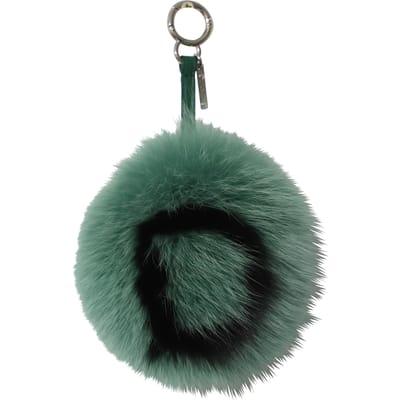 Fendi Initial Pom-Pom Sleutelhanger in Groen Bont
