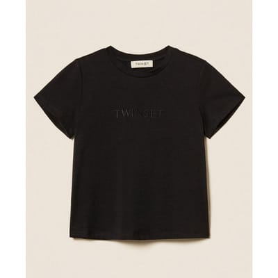 T-shirt met logo geborduurd zwart kind