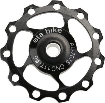 CNC Aluminium derailleurwieltje met kogellager - T11 - 7075 Alu - 1 stuk - Zwart