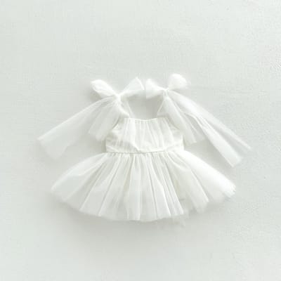 Ensemble barboteuse d'été pour bébé Dentelle Pois Robe Princesse pour tout-petit Body pour bébé Combinaisons pour bébé 0-24 mois 6-9M blanc