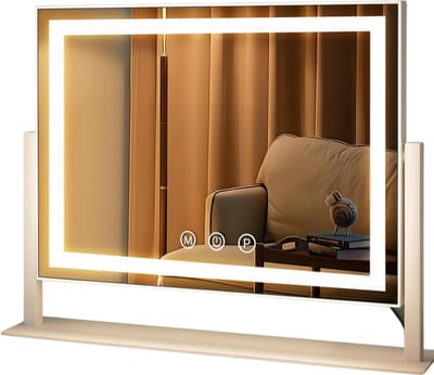 Ploutos® Vanity Spiegel - Luxe Hollywood Spiegel met LED – Verlichte Cosmeticaspiegel- Wit - 40cm x 30cm x 33cm