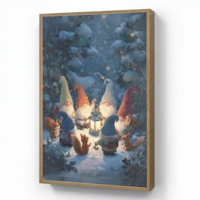 Wandlamp 60x90 cm - Oplaadbaar - Winter - Gnooms - Eekhoorns - Meerkleurig - Wandlampen binnen woonkamer - Slaapkamer lamp - Decoratieve nachtlamp - Vloerlamp draadloos