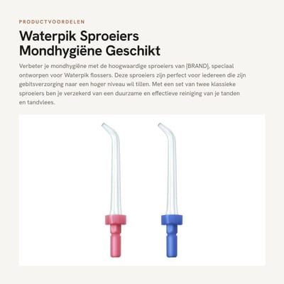 Dailygoods- Sproeiers - Set van 2 - Voor Waterpik Flosser WP-70/WP-60 - Waterreservoir - Sproeierpunt - Geschikt voor mond en tanden - Waterflosser