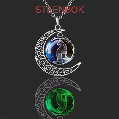My Sweet Romance® Sterrenbeeld Steenbok Ketting – Lichtgevende Hanger – Capricorn – Zilverkleurig – 47 cm – Glow in the Dark Sieraad