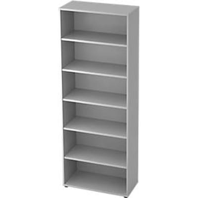 TOPAS LINE boekenkast, spaanplaat, 6 OH, 5 legborden, B 800 x D 400 x H 2156 mm, lichtgrijs