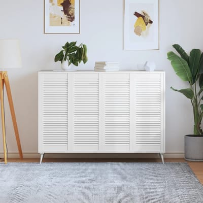 vidaXL - Kastdeuren - met - lamellen - 4 - st - 99,3x39,4 - cm - gwitrenenhout