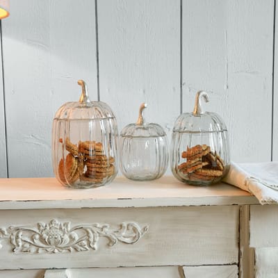 LOBERON Glazen pot set van 3 Alérisse helder/antiekzilverkleurig