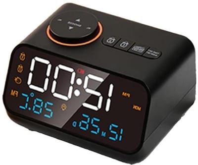 Digitale Wekker - Tafelklok Kalender - Wakker Worden - Inclusief Thermometer - One Size - Zwart