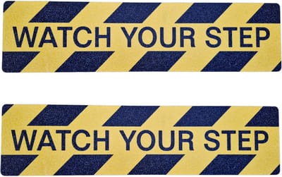 2 STUKS - Ruwe Antislipsticker Waarschuwingssticker met korrel - Antisliptape met korrelvoering - Geel/Zwart - 59,5 x 15,0 cm - Waterdicht - Veiligheid Sticker voor Thuis, Kantoor & Bedrijf