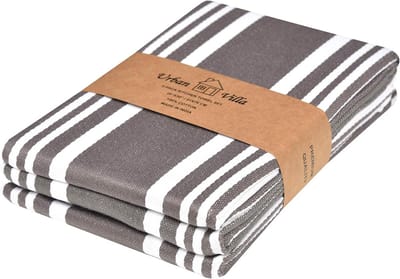 Trendy Keukendoeken Set van 3 - 100% Katoen, Zeer Absorberend, Streepdessins, Grootte 20x30 Inch