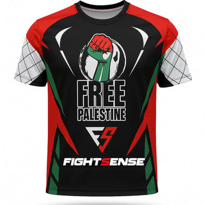 FIGHTSENSE Sport T-shirt – Free Palestina – Ademend & Sneldrogend – Maat S