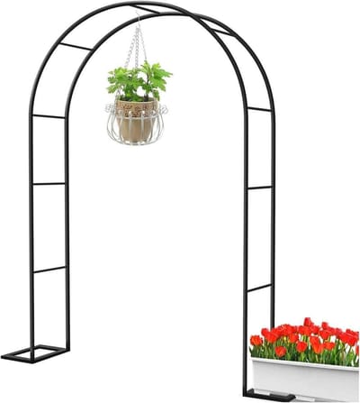 Rozenboog met basis - Huwelijksboog tuin - Klimplanten decoratie - Weerbestendig metaal - B1.8m H2.2m - Wit
