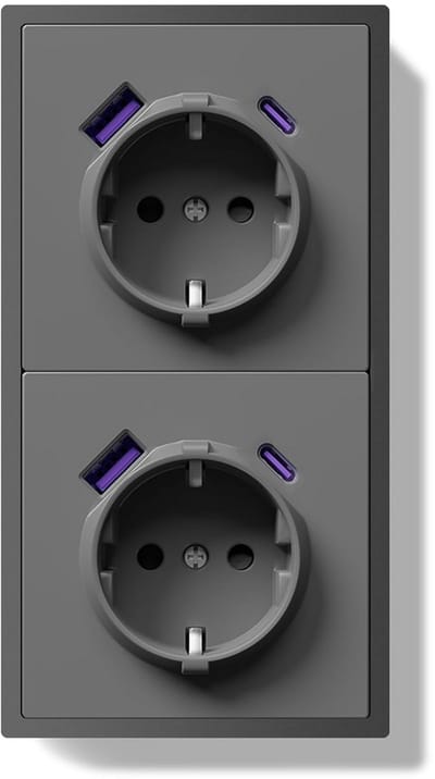 Stopcontact met USB - Wandcontactdoos Dubbel stopcontact - Apparaten Opladen - Met Type C Poort - 80 x 150 mm
