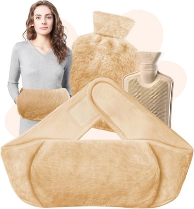 3-in-1 Warmwaterkruik voor Pijnverlichting - Ideaal voor Nek, Schouders, Rug en Taille - 1,2 L Overtrek - Perfect voor Volwassenen en Kinderen