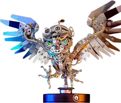 Metalen Uil Puzzel - 3D Modelbouw - Creatieve Hobby - Met LED Verlichting - 700+ Stukjes