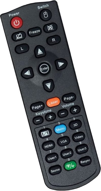Afstandsbediening geschikt voor de OPTOMA DAEHSSU beamer, vervangt BR-5053C / BR-5080C / SP.70103GC01 / SP.72702GC01 / 45.72701G001