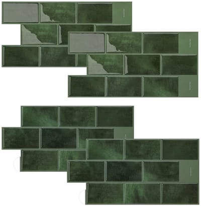 Dailygoods- Tegelstickers 30,5 x 15,3 cm - Zelfklevende Tegels - Plaktegels Keuken - Plaktegels Badkamer - Wandbekleding Groen - Set van 4 Stuks