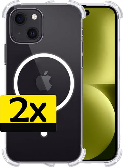 Hoesje - 2 Stuks - Geschikt voor Apple iPhone 15 - Magsafe Compatible - Sterk & Shockproof - Back Cover - Shock Proof Case - Telefoon Hoes - Telefoonhoesjes - Transparant