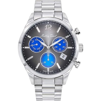 Mathey-Tissot Urban Chrono Roestvrij Staal Zwarte Wijzerplaat Kwarts H411CHMB Herenhorloge zwart