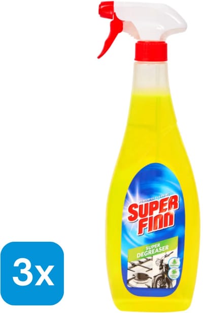 Superfinn Ontvetter Spray – 3x750 ml – Krachtige Keukenreiniger & Vetverwijderaar