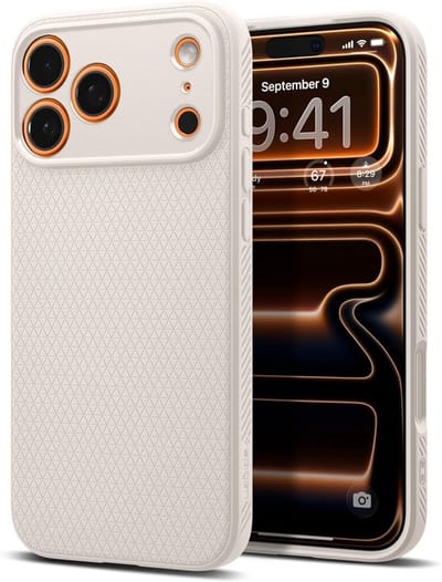 Spigen Geschikt Apple iPhone 17 Pro Max - Militaire - Doordachte details - Liquid Air - Back Cover Hoesje - Natural Titanium