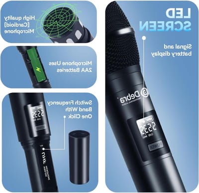 Draadloze Microfoonset - Zang Microfoons - Feestavonden Karaoke - 8 Handmicrofoons - 80m Bereik - Zwart
