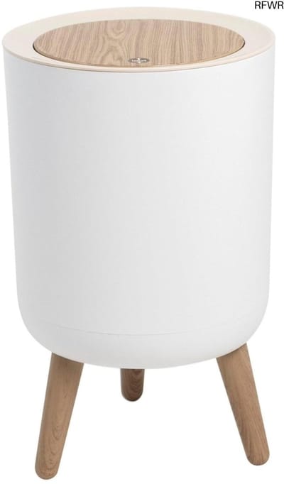 RFWR® Vrijstaande Afvalemmer 7L voor Badkamer en Keuken - Houtkleurige Touch Prullenbak