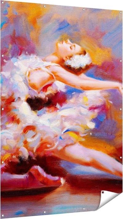 Gards Tuinposter Ballerina van Olieverf - Ballet - 120x180 cm - Tuindoek - Tuindecoratie - Wanddecoratie buiten - Tuinschilderij