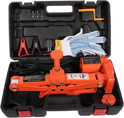 Elektrische Krik Set - Autokrik Schaarkrik - Band Wisselen - 3 Ton Hefvermogen - 42 cm - Zwart
