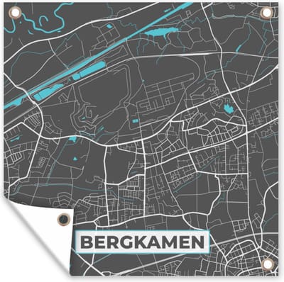 Tuin poster Kaart – Plattegrond – Stadskaart – Bergkamen – Duitsland – Blauw - 200x200 cm - Tuindoek
