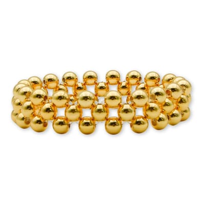 Marama - Armband Lizzy Goud Kralen 6 mm - gold plated - elastisch - stainless steel - cadeau dames - luxe damesarmband