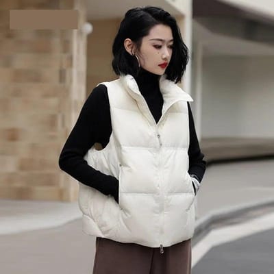 Donsjack Nieuw Lichtgewicht Donsjack Dames Kort Mouwloos Vest Vest L white