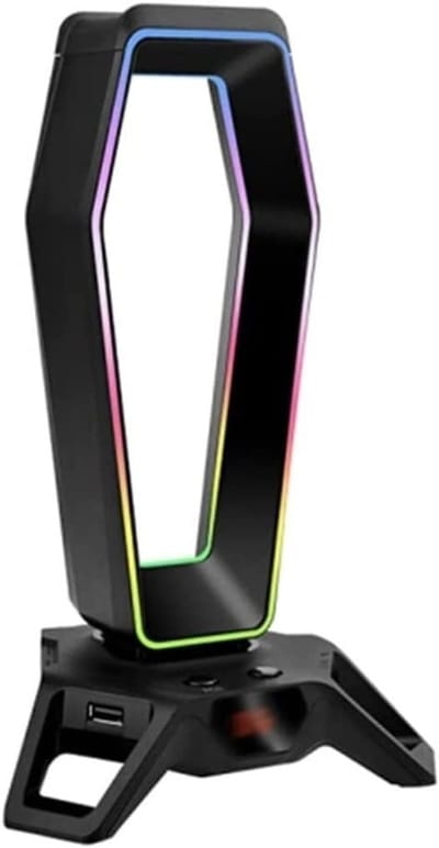 Oortelefoonhouder Hanger - Koptelefoonstandaard - Bureau Organisatie - Virtueel 7.1 Geluid - 3 USB Poorten - Zwart