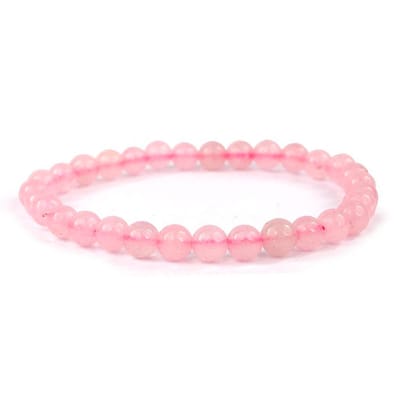 Bixorp Gems Rozenkwarts Armband 6mm Kralen - Edelsteen Kralenarmband - 18cm