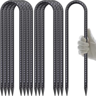 Grondharingen Trampoline - Stormharingen Staal - Extra Beveiliging - Extra Zware Kwaliteit - 40 cm Lengte - Zwart