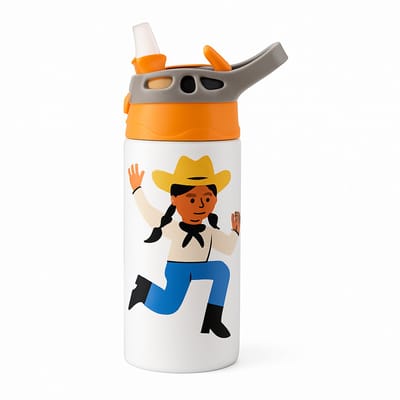 Klassieke 'il_1140xN.8155609628_rr02' Drinkfles – Stijlvolle Waterfles voor Trendy Drankfles Fans - Waterfles voor kinderen (wit/oranje)