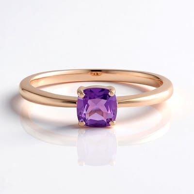 Cavill - Zilveren Ring Roséverguld - 925 Sterling Zilver - Siberische Amethist 0.77 ct - Antiek Kussen Briljantslijpsel - Paars - Elegant