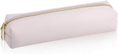 Pencil Case van PU Leer - Cosmetica en Make-up Tas voor Volwassenen - Organizer voor Pennen, Potloden en Markers met Rits, Wit