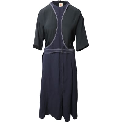 Marni jurk met contrasterende stiksels en panelen in veelkleurige viscose.