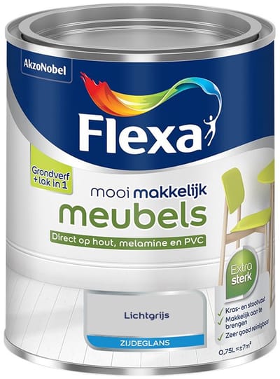 Flexa - Mooi Makkelijk Meubels Zijdeglans - Lichtgrijs - Mengverf - 750 Ml